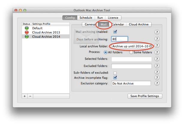 Edit of Local Folder Mail Tab